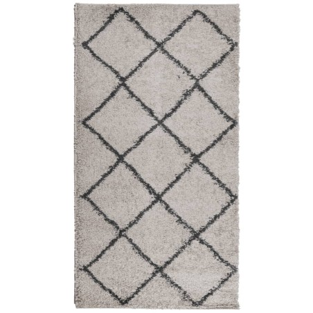vidaXL Alfombra de pelo largo moderna beige y gris antracita 60x110 cm