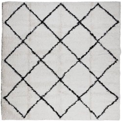vidaXL Alfombra de pelo largo moderna crema y negro 160x160 cm