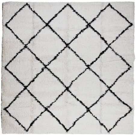 vidaXL Alfombra de pelo largo moderna crema y negro 160x160 cm