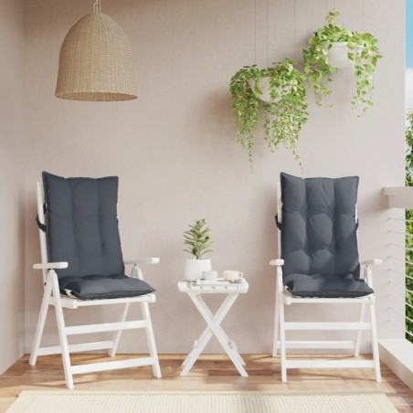vidaXL Cojines de silla respaldo alto 2 uds tela Oxford gris antracita