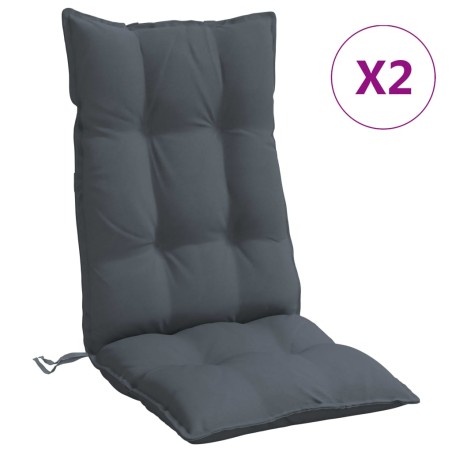 vidaXL Cojines de silla respaldo alto 2 uds tela Oxford gris antracita