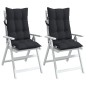 vidaXL Cojines de silla con respaldo alto 2 uds tela Oxford negro vidaXL Cojines de silla con respaldo alto 2 uds tela Oxford negro