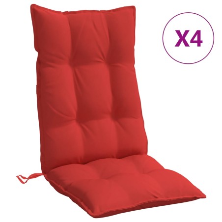 vidaXL Cojines de silla con respaldo alto 4 uds tela Oxford rojo