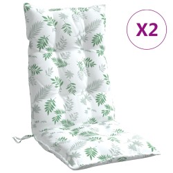 vidaXL Cojines silla respaldo alto 2 uds tela Oxford estampado hojas