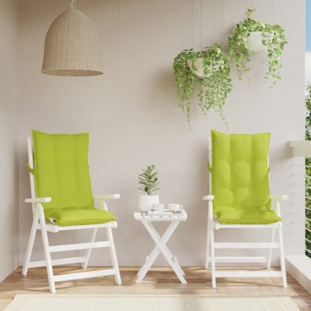 vidaXL Cojines de silla respaldo alto 2 uds tela Oxford verde brillo