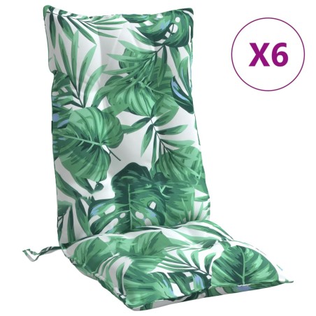 vidaXL Cojines silla respaldo alto 6 uds tela Oxford estampado hojas