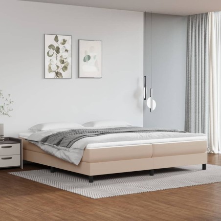 vidaXL Cama box spring con colchón cuero sintético capuchino 200x200cm