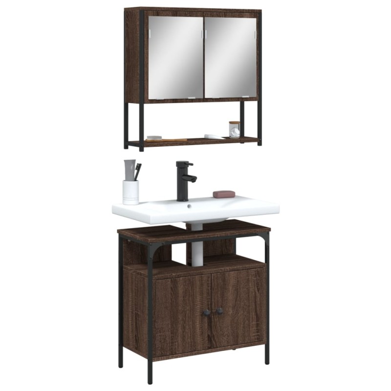 vidaXL Set de muebles baño 2 pzas madera contrachapada marrón roble vidaXL Set de muebles baño 2 pzas madera contrachapada marrón roble