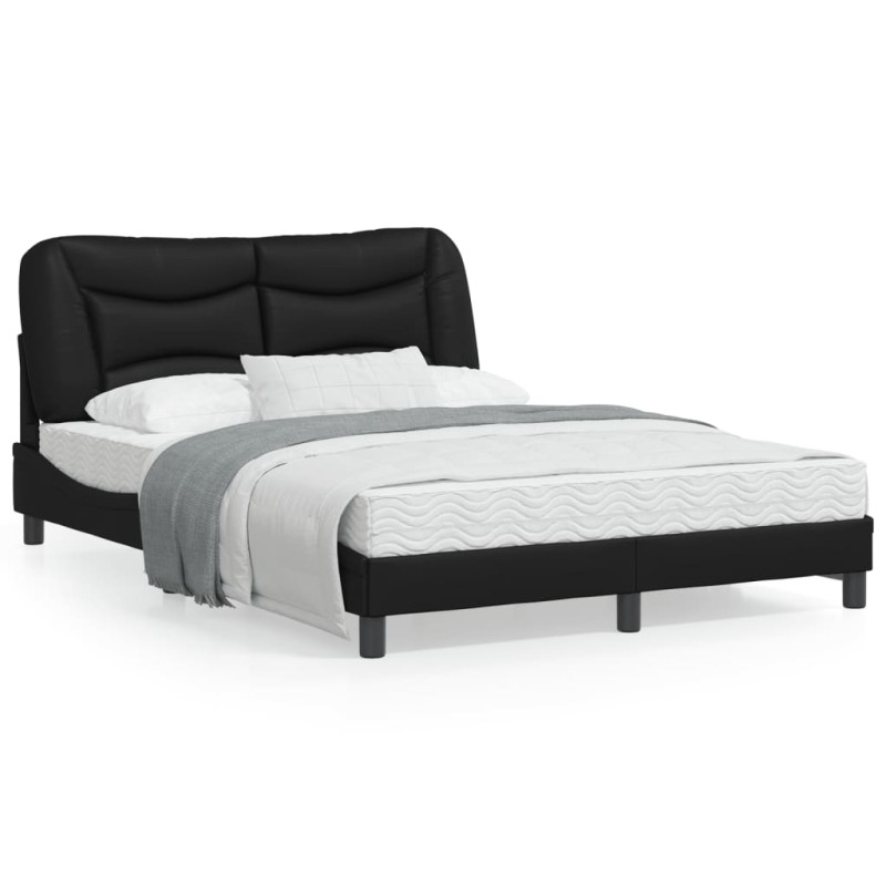 vidaXL Estructura de cama con cabecero cuero sintético negro 140x190cm vidaXL Estructura de cama con cabecero cuero sintético negro 140x190cm