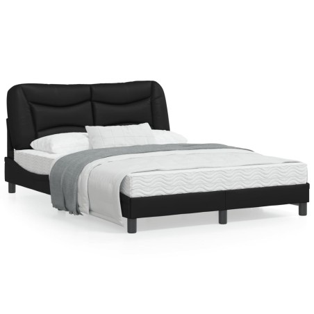 vidaXL Estructura de cama con cabecero cuero sintético negro 140x190cm