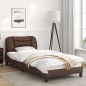 vidaXL Estructura de cama con cabecero cuero sintético marrón 90x200cm vidaXL Estructura de cama con cabecero cuero sintético marrón 90x200cm