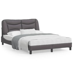 vidaXL Estructura de cama con cabecero cuero sintético gris 140x200cm