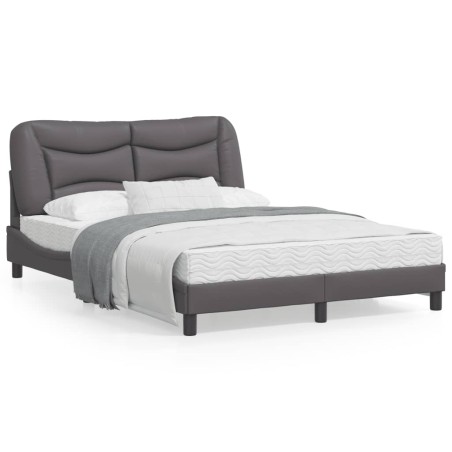 vidaXL Estructura de cama con cabecero cuero sintético gris 140x200cm