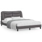 vidaXL Estructura de cama con cabecero cuero sintético gris 140x200cm vidaXL Estructura de cama con cabecero cuero sintético gris 140x200cm