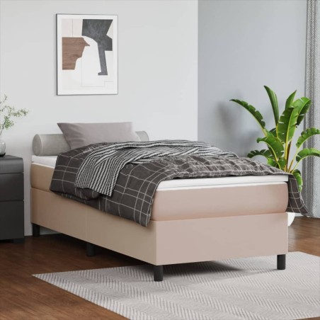 vidaXL Cama box spring con colchón cuero sintético capuchino 80x200 cm