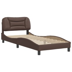 vidaXL Estructura de cama con cabecero cuero sintético marrón 90x190cm