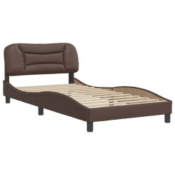 vidaXL Estructura de cama cabecero cuero sintético marrón 100x200 cm