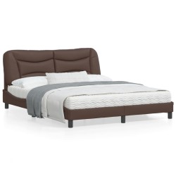vidaXL Estructura de cama cabecero cuero sintético marrón 160x200 cm