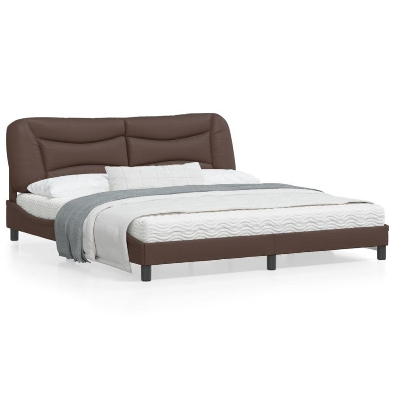 vidaXL Estructura de cama cabecero cuero sintético marrón 180x200 cm