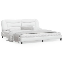 vidaXL Estructura de cama cabecero cuero sintético blanco 200x200 cm