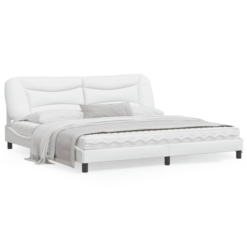 vidaXL Estructura de cama cabecero cuero sintético blanco 200x200 cm