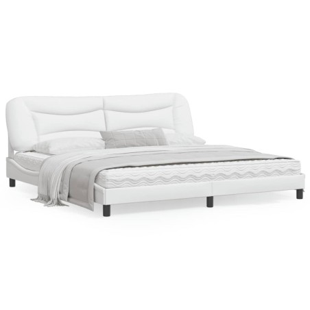 vidaXL Estructura de cama cabecero cuero sintético blanco 200x200 cm