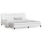 vidaXL Estructura de cama cabecero cuero sintético blanco 200x200 cm