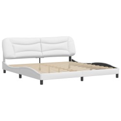 vidaXL Estructura de cama cabecero cuero sintético blanco 200x200 cm