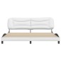vidaXL Estructura de cama cabecero cuero sintético blanco 200x200 cm