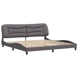 vidaXL Estructura de cama con cabecero cuero sintético gris 200x200 cm