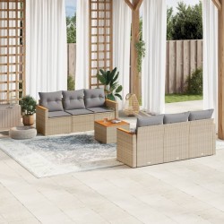 vidaXL Juego de sofás jardín con cojines beige mezcla 7 pzas ratán PE