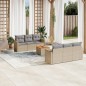 vidaXL Juego de sofás jardín con cojines beige mezcla 7 pzas ratán PE vidaXL Juego de sofás jardín con cojines beige mezcla 7 pzas ratán PE