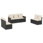 vidaXL Set de comedor de jardín 7 pzas y cojines ratán sintético negro