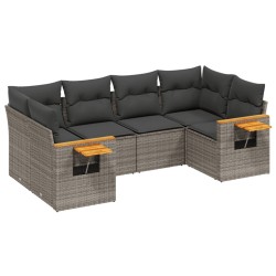 vidaXL Set de muebles de jardín 6 pzas y cojines ratán sintético gris