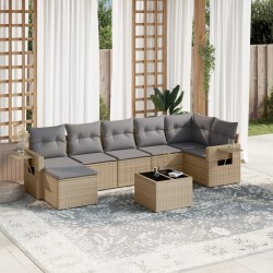 vidaXL Juego de sofás de jardín con cojines beige 8 pzas ratán PE