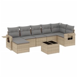 vidaXL Juego de sofás de jardín con cojines beige 8 pzas ratán PE