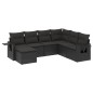 vidaXL Set de comedor de jardín 7 pzas y cojines ratán sintético negro vidaXL Set de comedor de jardín 7 pzas y cojines ratán sintético negro