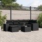 vidaXL Set de comedor de jardín 7 pzas y cojines ratán sintético negro vidaXL Set de comedor de jardín 7 pzas y cojines ratán sintético negro