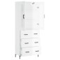 vidaXL Aparador alto madera contrachapada blanco brillo 69,5x34x180 cm