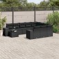 vidaXL Set de sofás de jardín 11 pzas y cojines ratán sintético negro vidaXL Set de sofás de jardín 11 pzas y cojines ratán sintético negro