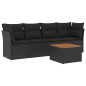vidaXL Set de muebles de jardín 5 pzas y cojines ratán sintético negro vidaXL Set de muebles de jardín 5 pzas y cojines ratán sintético negro