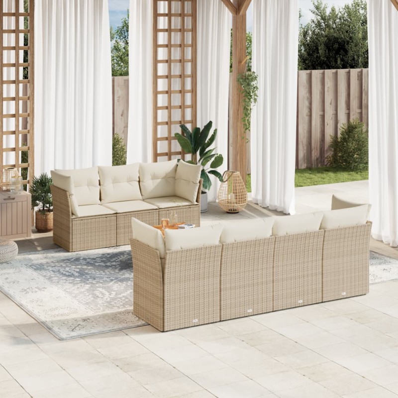 vidaXL Juego de sofás jardín con cojines 6 pzas ratán sintético beige