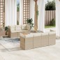vidaXL Juego de sofás jardín con cojines 6 pzas ratán sintético beige