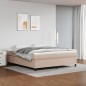 vidaXL Cama box spring con colchón cuero sintético capuchino 160x200cm vidaXL Cama box spring con colchón cuero sintético capuchino 160x200cm
