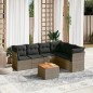 vidaXL Set de sofás de jardín 7 piezas con cojines ratán PE gris vidaXL Set de sofás de jardín 7 piezas con cojines ratán PE gris