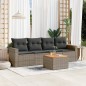 vidaXL Juego de sofás jardín con cojines 5 pzas ratán sintético gris vidaXL Juego de sofás jardín con cojines 5 pzas ratán sintético gris