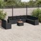 vidaXL Set de sofás de jardín 11 pzas y cojines ratán sintético negro