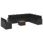 vidaXL Set de sofás de jardín 11 pzas y cojines ratán sintético negro