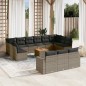 vidaXL Set de sofás de jardín 14 pzas con cojines ratán sintético gris vidaXL Set de sofás de jardín 14 pzas con cojines ratán sintético gris