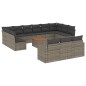 vidaXL Set de sofás de jardín 14 pzas con cojines ratán sintético gris vidaXL Set de sofás de jardín 14 pzas con cojines ratán sintético gris